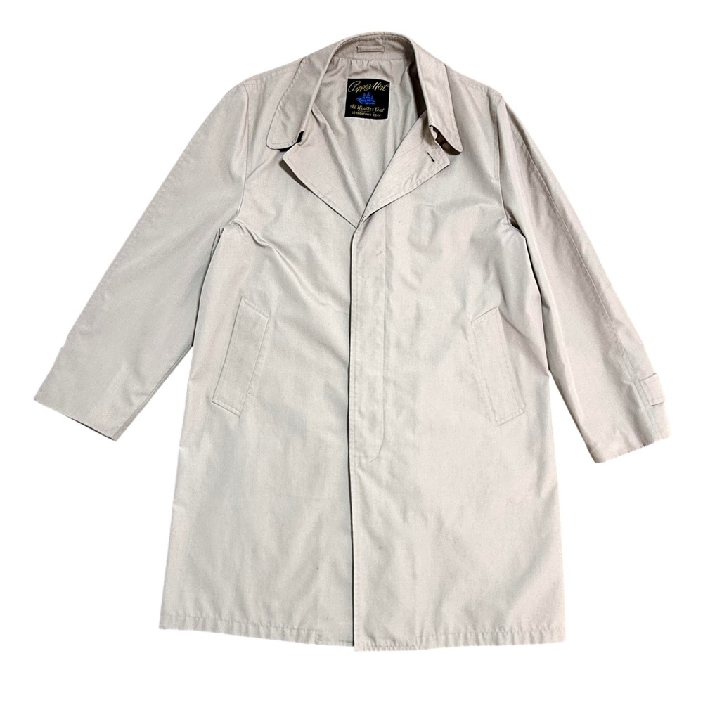 Vintage Clipper Mist Rain Coat Mens 42 Beige‎ All Weather Single Breasted 80s